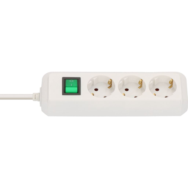 Разклонител Brennenstuhl Eco-Line, Светещ ключ, 3 гнезда, Кабел H05VV-F 3G1.5, 1.5 м, Бял