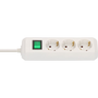 Разклонител Brennenstuhl Eco-Line, Светещ ключ, 3 гнезда, Кабел H05VV-F 3G1.5, 1.5 м, Бял