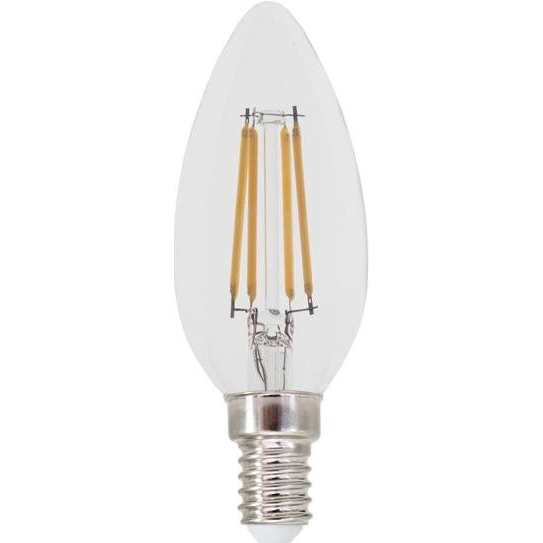 Diolamp Candle Filament LED izzó, átlátszó, C35, 5 W/ 230 V/ E14/ 4000 K/ 690 lm/ 360°/ dimmelhető (FLAM5NWDIM)