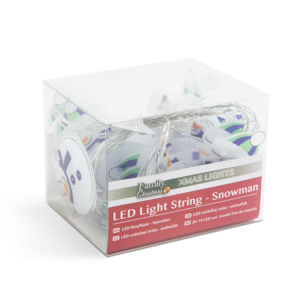 Family LED fényfüzér - hóember 1,35m, melegfehér, 2xAA (58910) (58910)