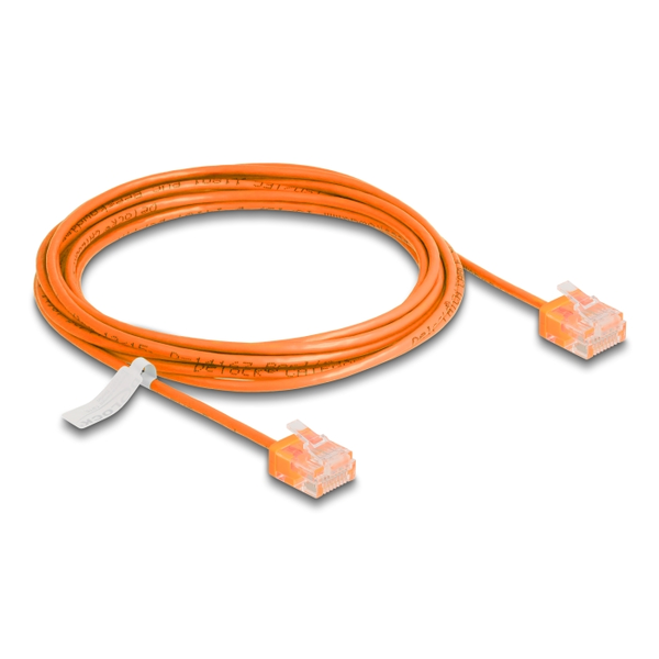 Delock RJ45 Netzwerkkabel Cat.6 UTP Ultra Slim 3 m orange mit kurzen Steckern