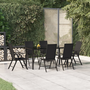 7 részes fekete polyrattan kerti étkezőgarnitúra