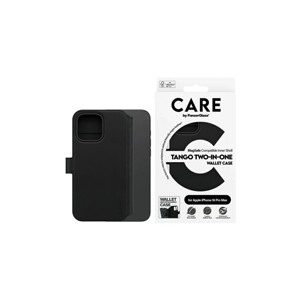 CARE by PanzerGlass Feature Tango 2in1 pénztárca tok iPhone 16 Pro Max 6.9" MagSafe készülékhez fekete 1332