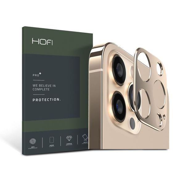 HOFI Metal Camera Sytling Apple iPhone 13 Pro/13 Pro Max hátsó kameravédő borító aranyszínű (FN0262)