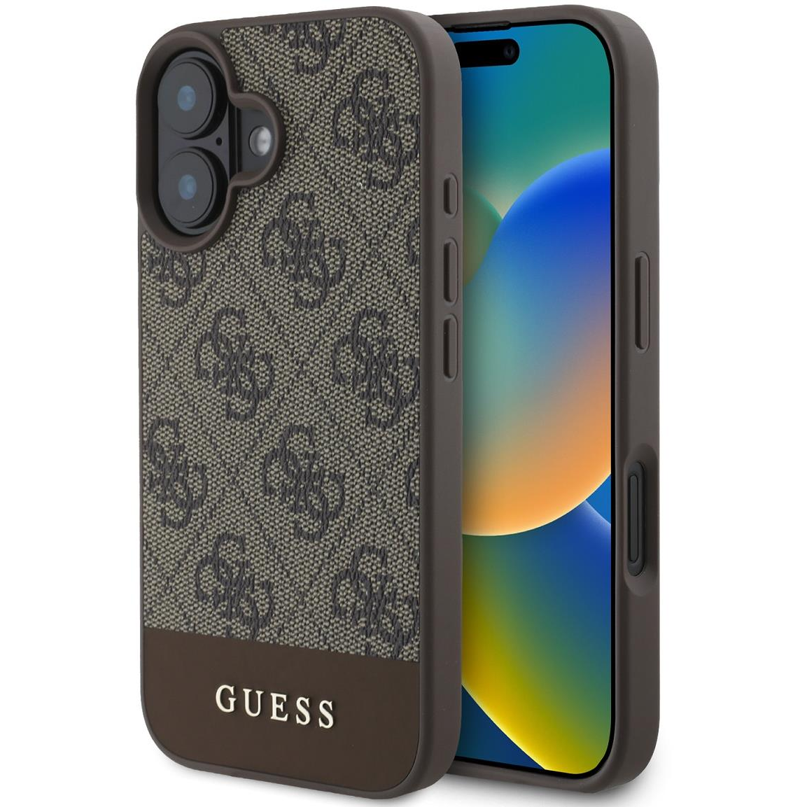 Guess PU 4G Stripe iPhone 16 Brown tok (GUHCP16SG4GLBR)