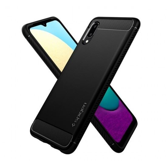 Spigen Rugged Armor Samsung Galaxy A02 Matte Black tok, fekete (ACS02739) (ACS02739)