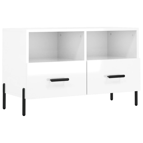 fehér magasfényű szerelt fa TV-szekrény 80x36x50 cm