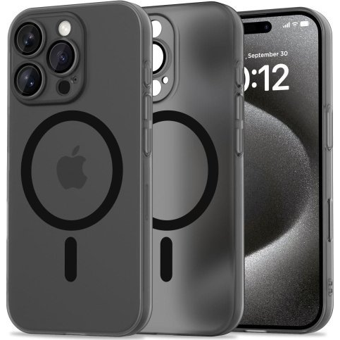 Magslim Magsafe Hátlap Védőtok - Apple iPhone 16 Pro, Magsafe Töltővel Kompatibilis, Közepesen Ütésálló, áttetsző/fekete (5906302311248)