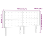 fekete bársony LED-es fejtámla 163x16x118/128 cm