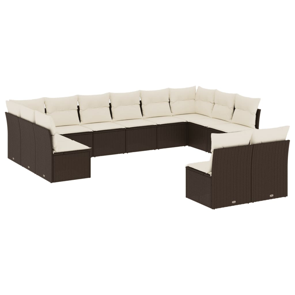 12 részes barna polyrattan kerti ülőgarnitúra párnákkal (3218373)