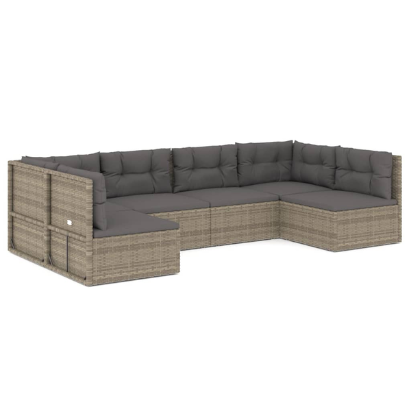 6 részes szürke polyrattan kerti ülőgarnitúra párnákkal