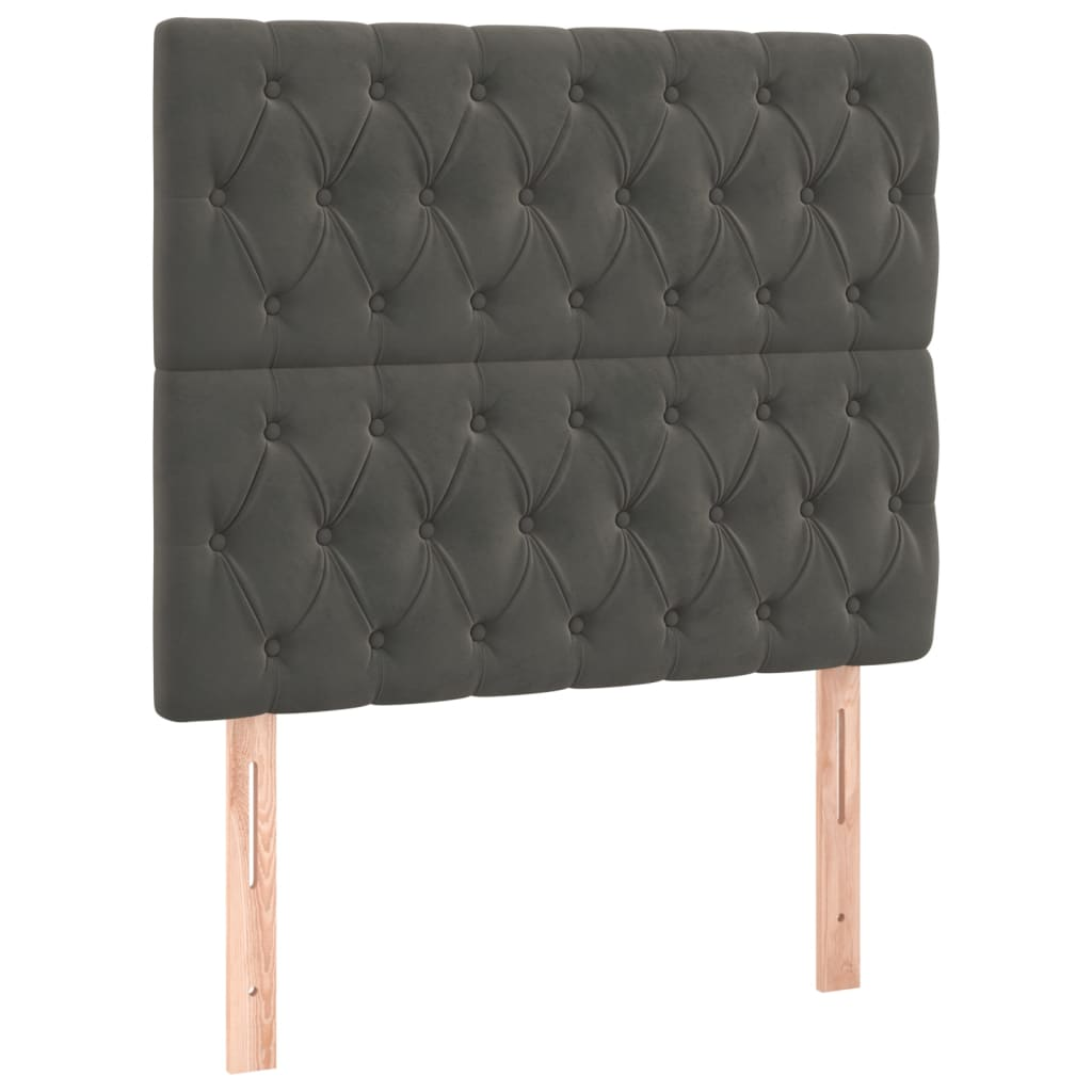 2 db sötétszürke bársony fejtámla 100x7x78/88 cm (3116711)