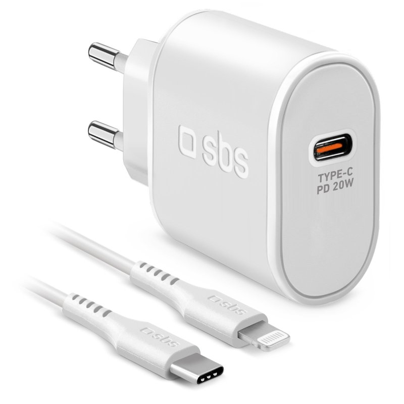 SBS TETRKITPD20LIGW 1x USB Type-C Hálózati töltő + 1x Lightning kábel - Fehér (20W) (TETRKITPD20LIGW)