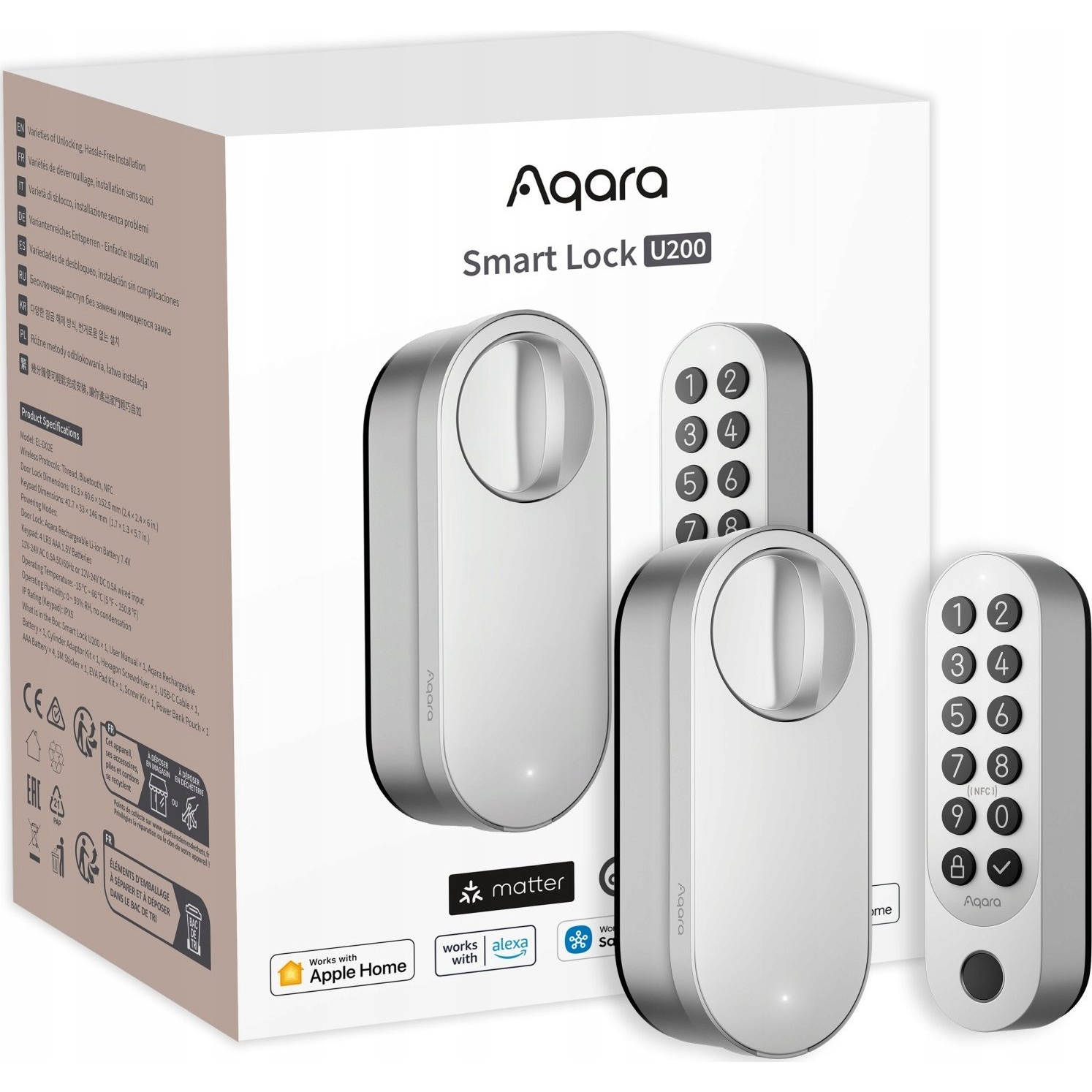 Aqara EL-D02DS Smart Lock U200 Offline Okos Ajtózár - Ezüst (EL-D02DS)