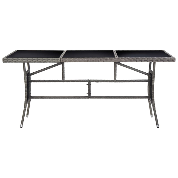 szürke polyrattan kerti asztal 170 x 80 x 74 cm