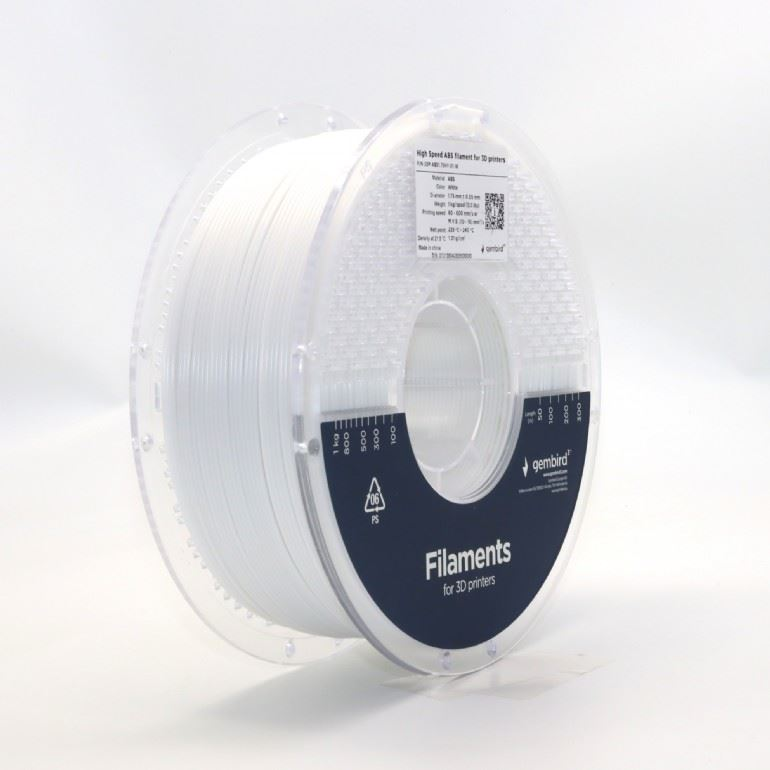 Gembird High Speed ABS filament 1.75mm, 1kg fehér (3DP-ABS1.75HY-01-W) (3DP-ABS1.75HY-01-W)