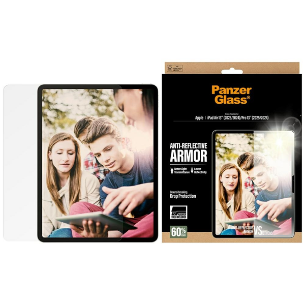 PanzerGlass ® Anti-Reflective Armor Screen Protector iPad Air 13" (2024-2026) | Pro 13" (2024-2025) | Ultra-Wide Fit w. Fastfit tool Klar skærmbeskytter Apple 1 stk