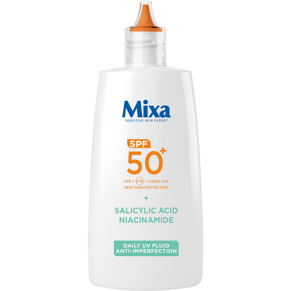 MIXA nappali UV Fluid a tökéletlenségek ellen, nagyon magas SPF 50+ védelemmel 40 ml