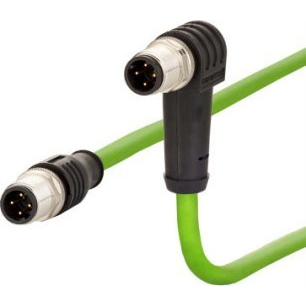 Metz Connect 142M1D19050 M12 Hálózati kábel, patchkábel CAT 5e SF/FTP 5.00 m Zöld PUR köpeny, Saválló, Ózonálló, UV álló, Energialáncba alkalmas, (142M1D19050)