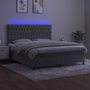 világosszürke bársony rugós és LED-es ágy matraccal 180x200 cm