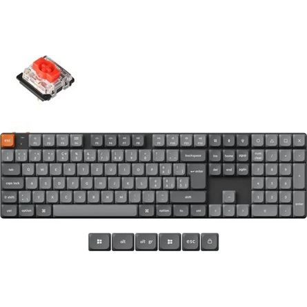 Keychron K5 Max Bluetooth USB magyar alacsony profilú 2.0 piros mechanikus billentyűzet fekete (K5M-H1Z-HU) (K5M-H1Z-HU)