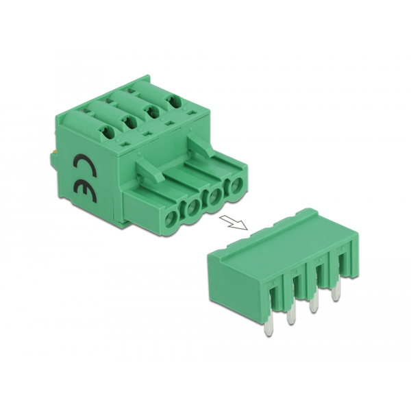 DELOCK Terminalblock Set f. Platine 4 Pin 5,08 mm Rastermaß