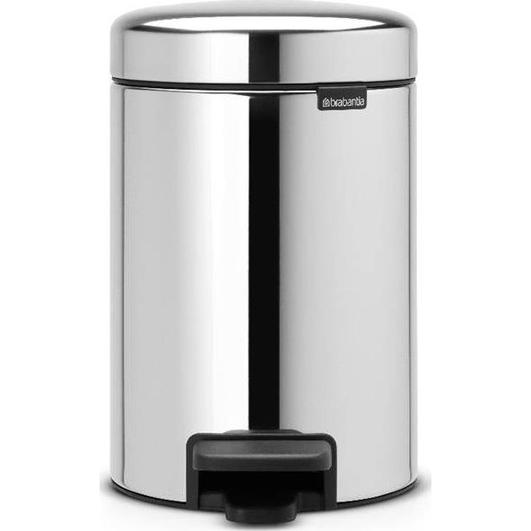 Brabantia NewIcon pedálos hulladékgyűjtő szagmentesen záródó Soft-Close fedél, műanyag tartály, 3L - V méret, r.m. acél, fényes - 113147 (113147)