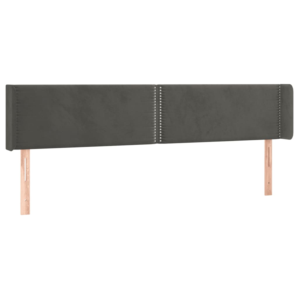 sötétszürke bársony szárnyas fejtámla 163x16x78/88 cm (3118683)
