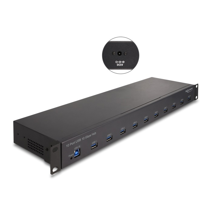 Delock 19 ipari hub 10 x USB 10 Gbps A-típusú (64240)