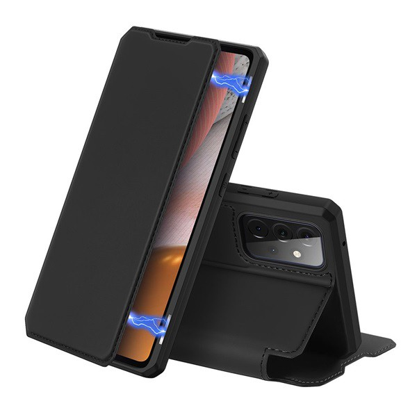 Samsung Galaxy A72 4G (Sm-A725F), Galaxy A72 5G (Sm-A726F) Dux Ducis Skin X Case Standing, Leather Effect (Flip, Side-Opening, Desktop Holder, Wireless Charging Support) Черен
