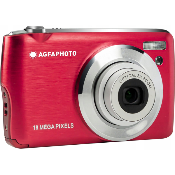 Agfa Photo Realishot Dc8200 - Cámara Digital Compacta, 21 Mp, Vídeo Full Hd, Pantalla Lcd De 2,7'', Zoom Óptico 8x, Batería De Litio, Tarjeta Sd De 16 Gb Y Funda Incluida - Rojo
