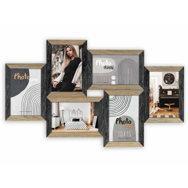 Фоторамка, ZEP, 10 х 15, За 6 снимки, MDF, Черен/Кафяв