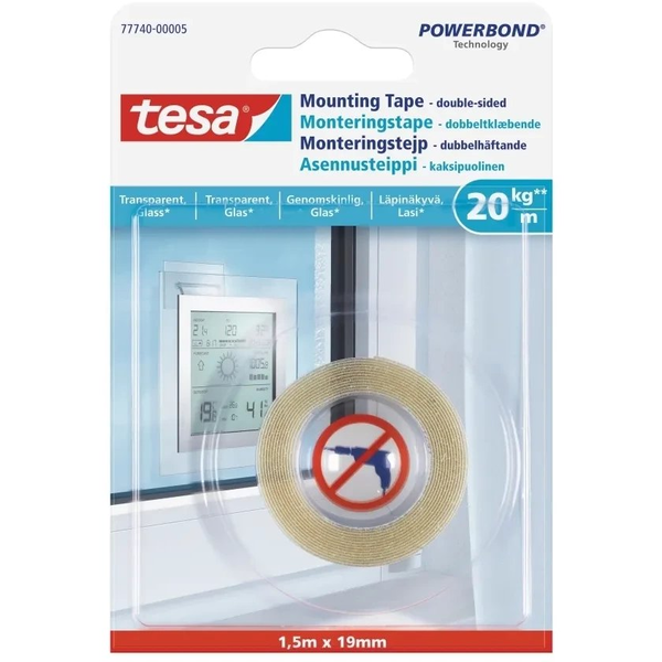 Tesa Tesa Tape Double-Side 1.5Mx19mm Trans For Win