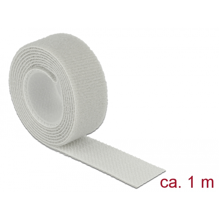 Delock Hurkolható rögzítők, 1 m x 20 mm (H x Sz) tekercs, szürke (18278) (18278)