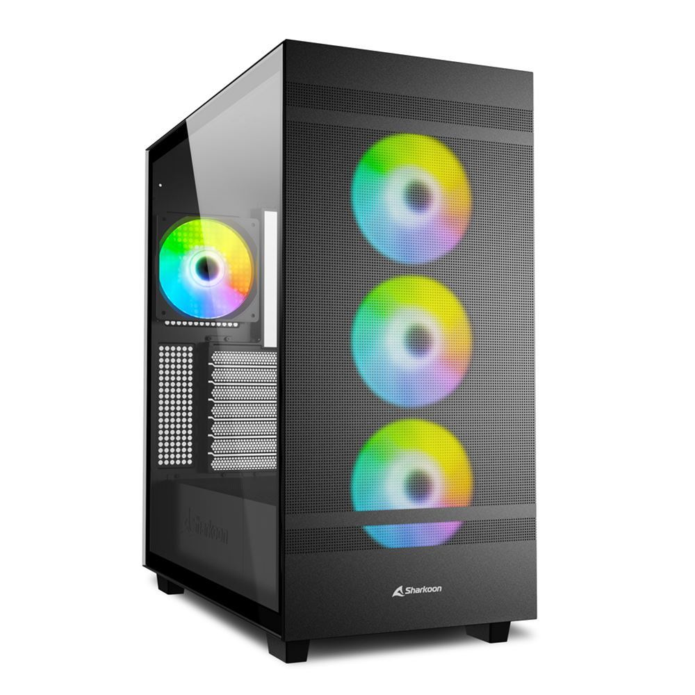 Sharkoon Rebel C50 RGB Black táp nélküli ablakos ház fekete (4044951038244) (4044951038244)