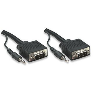 Manhattan HD15, 3.5mm/HD15, 3.5mm, M/M, 1.8m 1,8 m VGA (D-Sub) + 3.5mm Sort
