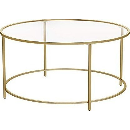 Kerek üveges dohányzóasztal, 84x84x45,5 cm arany szinű (LGT21G XXX)