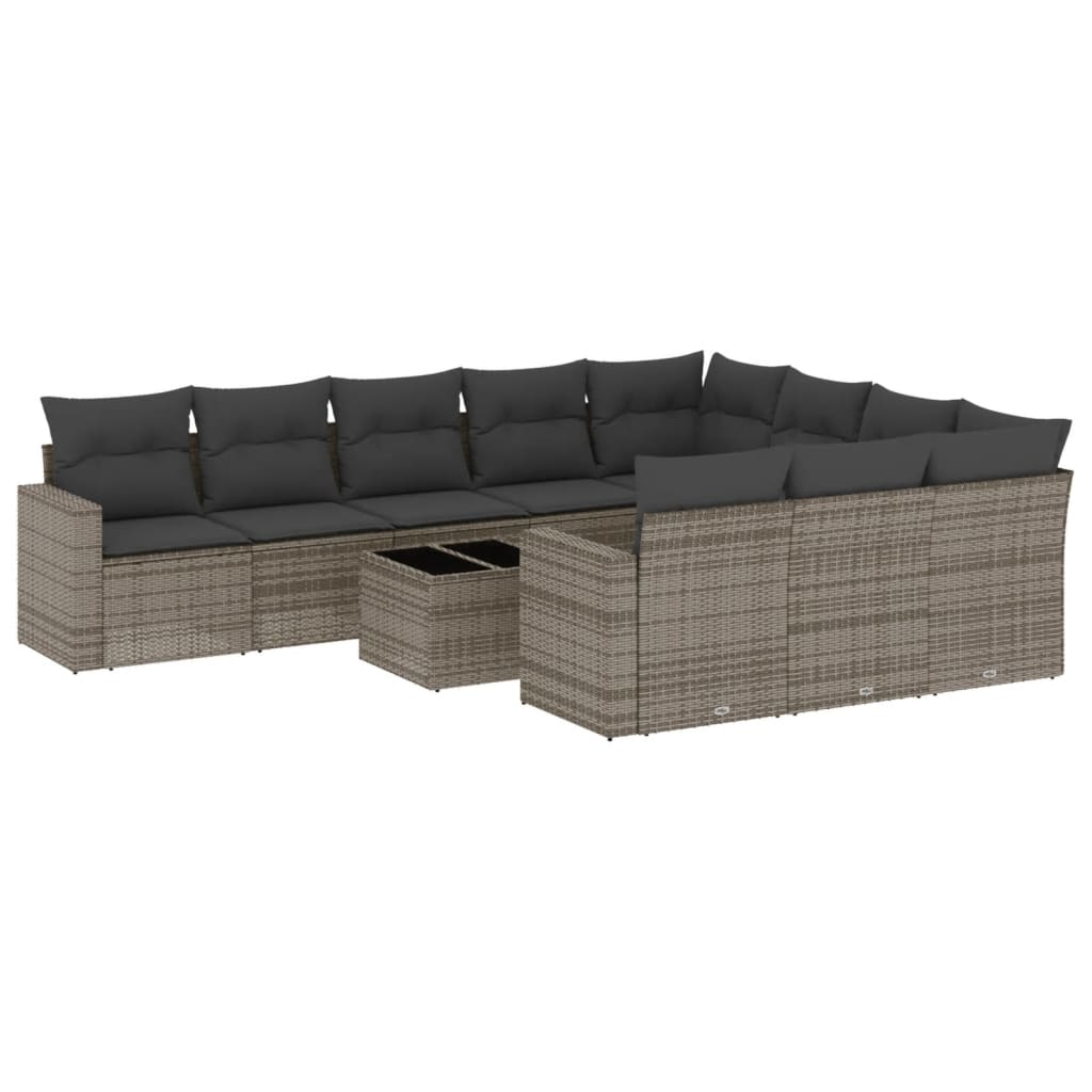 11 részes szürke polyrattan kerti ülőgarnitúra párnákkal (3251837)