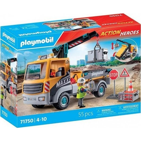 Playmobil 71750 Action Heroes - Építőipari teherautó daruval (71750)