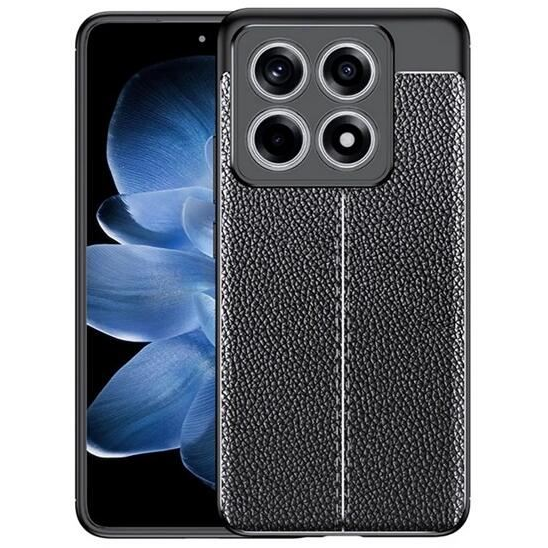 Gigapack Xiaomi 14T Pro varrott bőr hatású szilikon tok fekete (GP-163085)