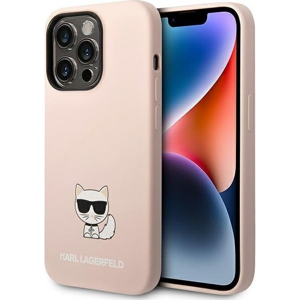 Karl Lagerfeld Silicone Choupette Body Apple iPhone 14 Pro Max hátlap tok, halvány rózsaszín (KLD1080)