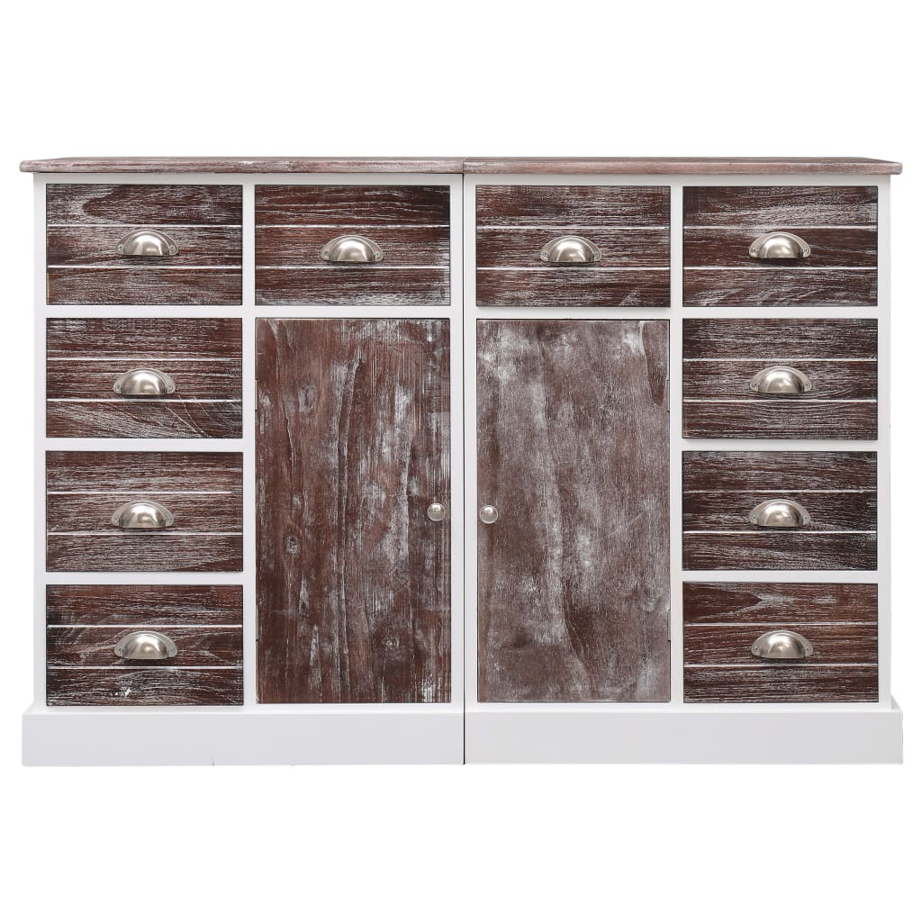 10-fiókos barna fa tálalószekrény 113 x 30 x 79 cm (284174)