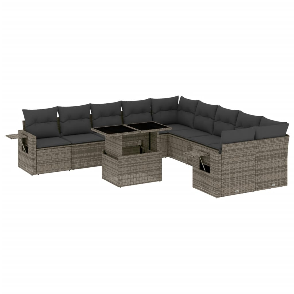 11 részes szürke polyrattan kerti ülőgarnitúra párnákkal (3268170)