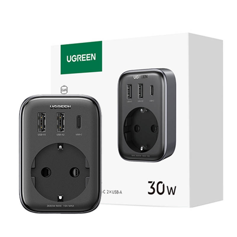 Ugreen CD314 2x USB-A / USB-C Hálózati töltő - Fekete (30W) (90613)