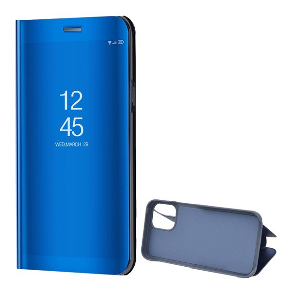 Tok álló (aktív FLIP, oldalra nyíló, asztali tartó funkció, tükrös felület, Mirror View Case) KÉK [Apple iPhone 12 mini] (5996457999880)