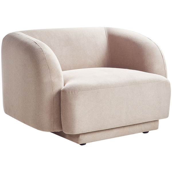 Sillón Curvado Glam Art Deco Con Reposabrazos Tela Gris Pardo Skjanes