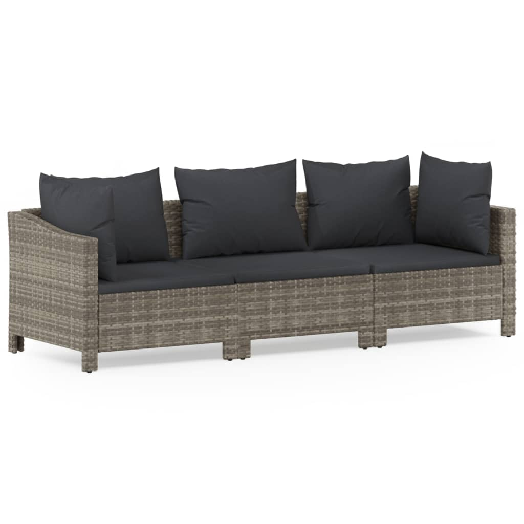 3 részes szürke polyrattan kerti ülőgarnitúra párnákkal (3187262)
