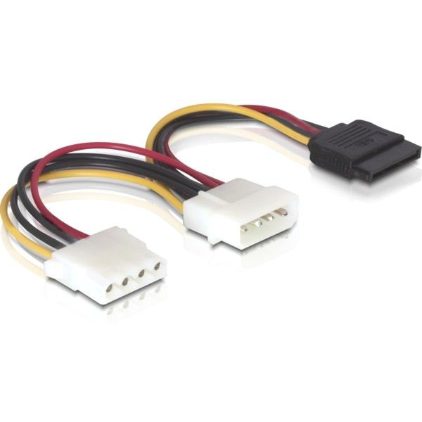 Кабел DeLock Power 4 pin мъжко към SATA 15 pin female + 4 pin женско, 16.5 cm