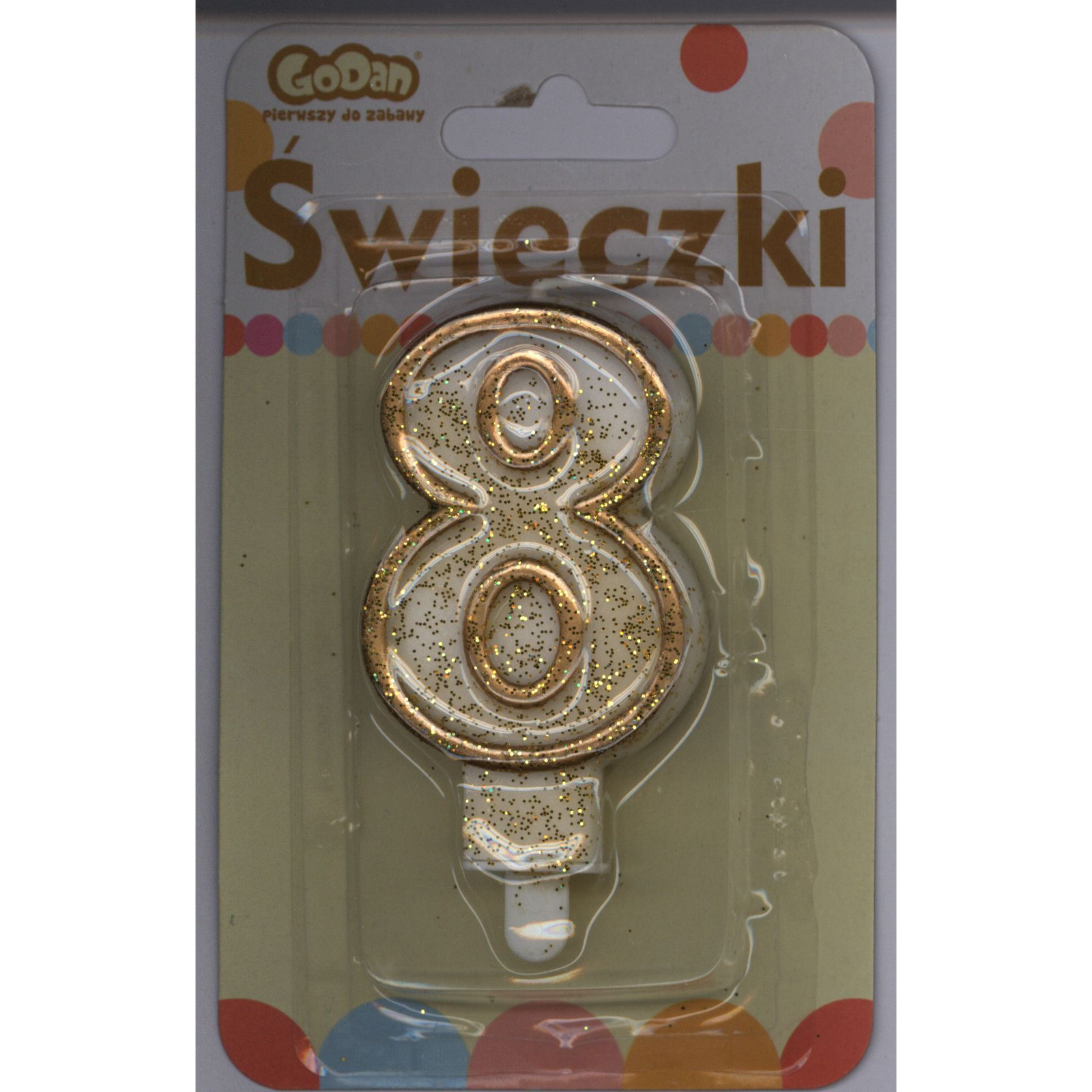 Beauty And Charm: Kontúros Számgyertya - Fehér-Arany, 8-as (GODA1925)