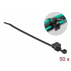 Delock szegélyhez csíptethető kábelkötegelő fekete 50db (19565) (delock19565)